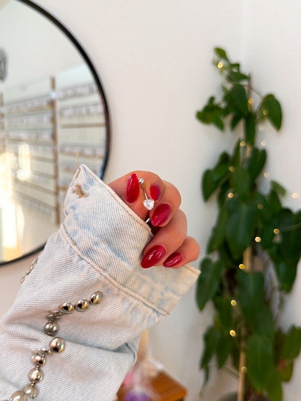 Producto - Piercing acero blanco corazón cúbic