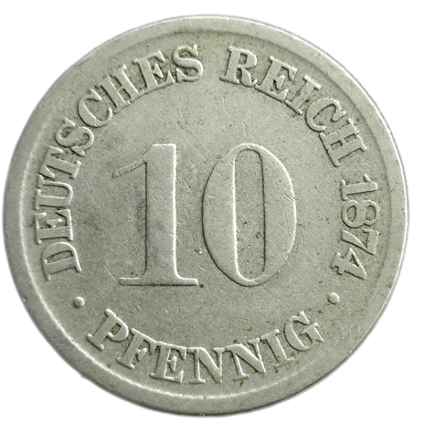 Producto - Alemania 10 Pfennig 1875 Ceca F Stuttgart Km#4 -VF
