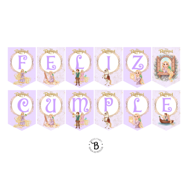 Producto - Banderin "Feliz Cumple" Rapunzel