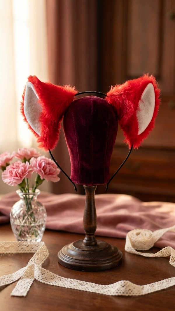 Producto - vincha de gato neko rojo - 2