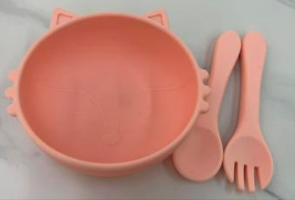 Producto - Set bowl silicona zorro cubiertos