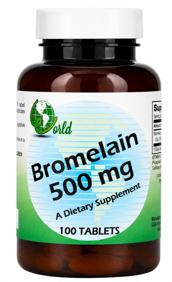 Producto - World Organic - Bromelina (enzima) 500 Mg x 100 Tabletas