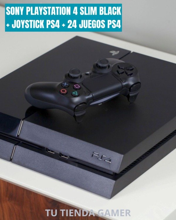 Producto - Sony PlayStation 4 Slim Black + Joystick Ps4 + 24 Juegos