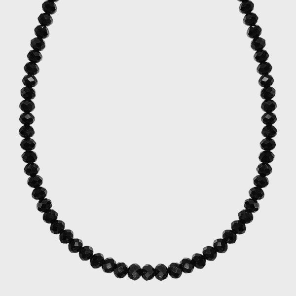 Producto - Collar de cristal checo y acero quirúrgico - 6mm - Negro