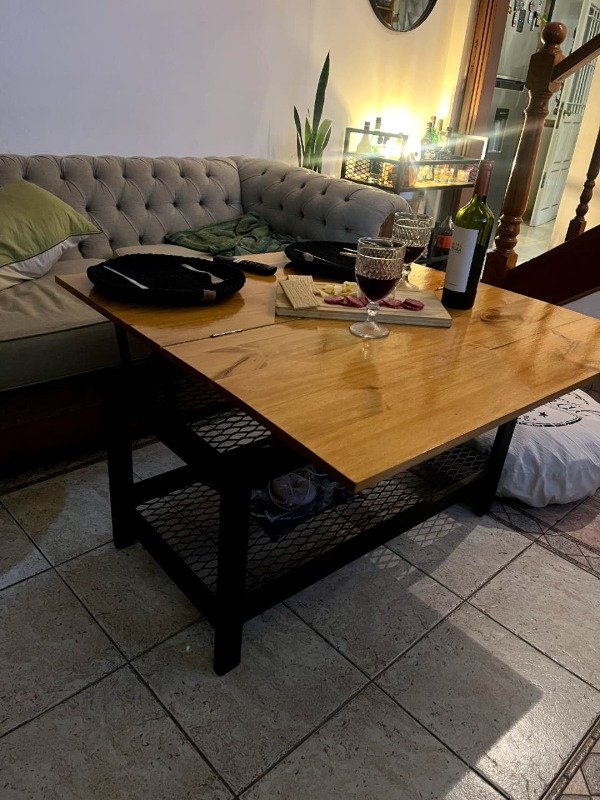 Producto - Mesa Ratona Extensible y Elevable Hierro y Madera