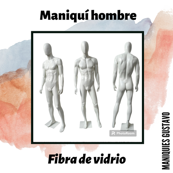Producto - Maniquí hombre fibra de vidrio Modelo Adrián color blanco