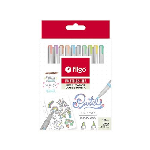 Producto - RESALTADOR FILGO DOBLE PUNTA PASTEL x10