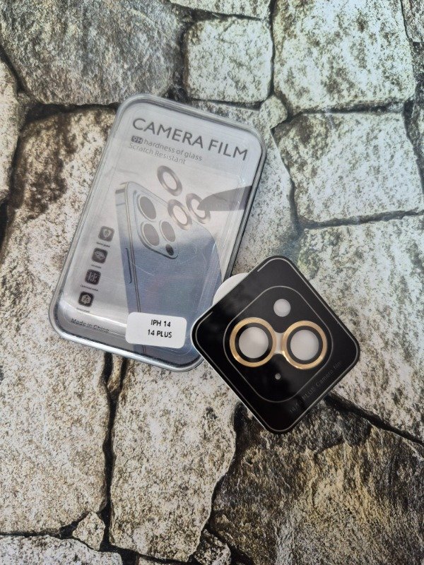 Producto - Protector de cámara Iphone 14/14 Plus dorado