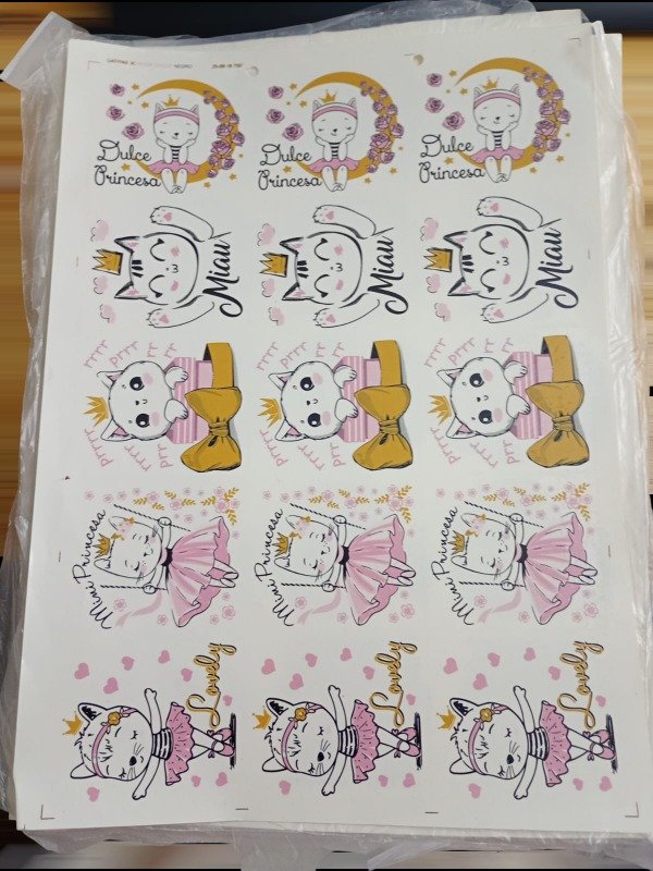 Producto - Calco Vitrificable Gatito Rosa Ceramica