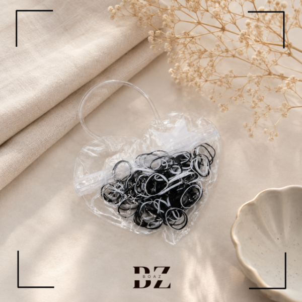 Producto - GOMITAS TER.TRENZA CARTERITA CORAZON COL. BL Y NEGRO - 2143-2 - 1