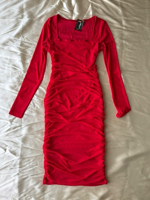 Producto - Vestido rojo fruncido - 0