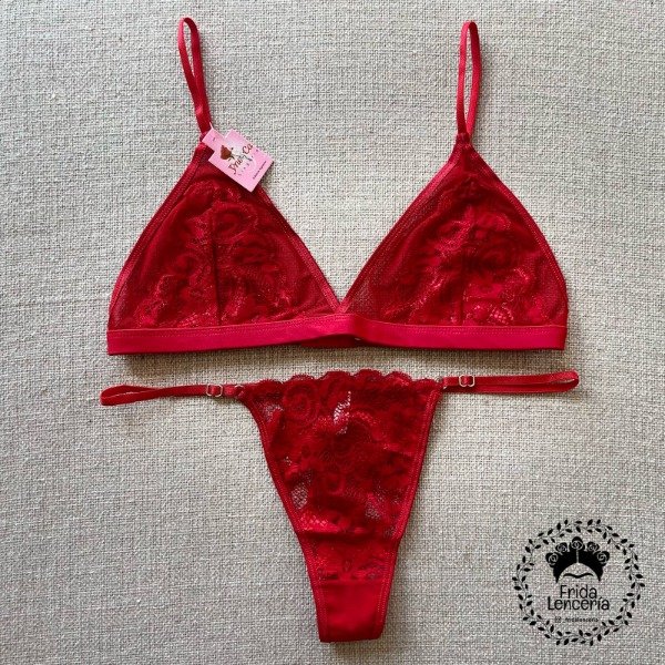 Producto - Yneca Conjunto encaje Rojo