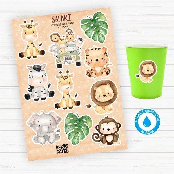 Producto - Sticker Silueta Resistentes al Agua "Safari"