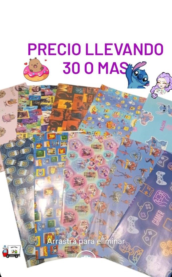 Producto - Papel personaje (cantidad)