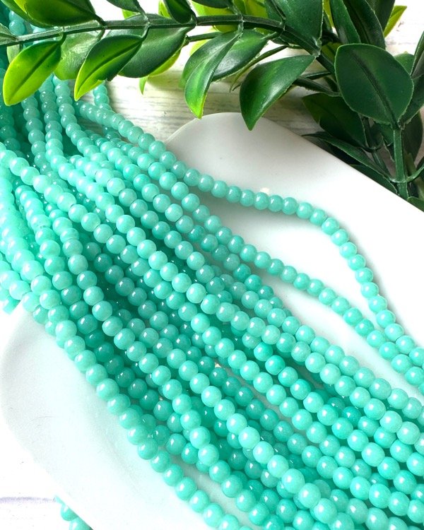 Producto - TIRA CUENTA VIDRIO VERDE AGUA 4MM