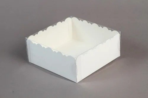 Producto - Caja Cookie  Ondas  - BLANCO TAPA PVC 20x20x4,5