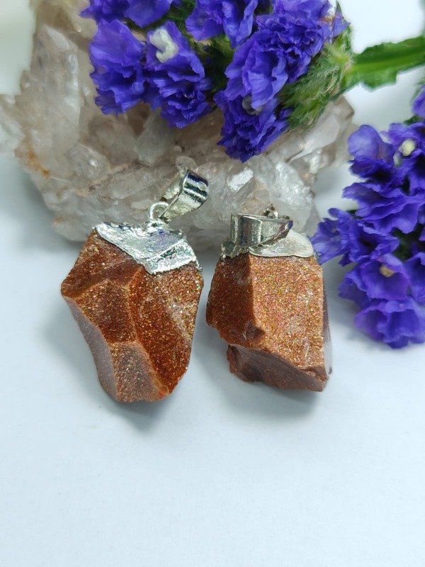 Producto - Dije Piedra del Sol en Bruto RECOSNTITUIDO en Baño en Plata