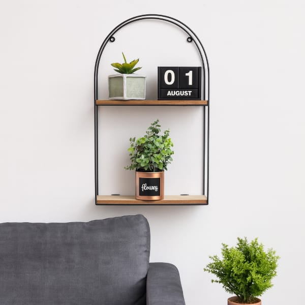 Producto - Estante Organizador Flotante Metálico y Madera Arco