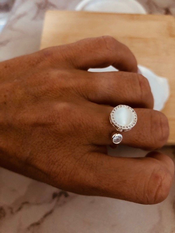 Producto - Anillo Giratorio Diamonds Acero Blanco
