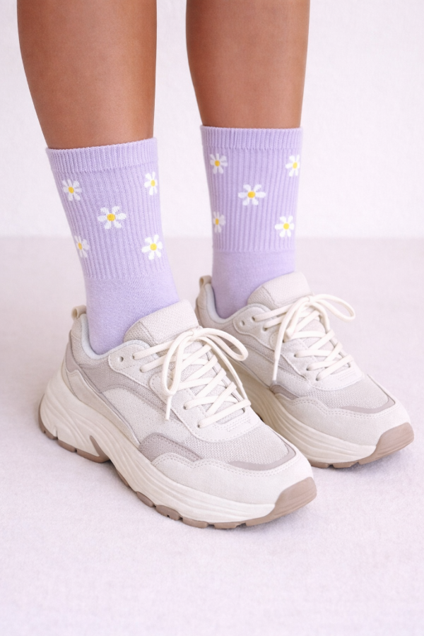 Producto - MEDIAS DOBLE ALGODÓN FLORES