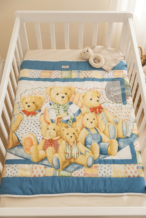 Producto - Acolchado Infantil para practicuna - "Familia de Osos" -