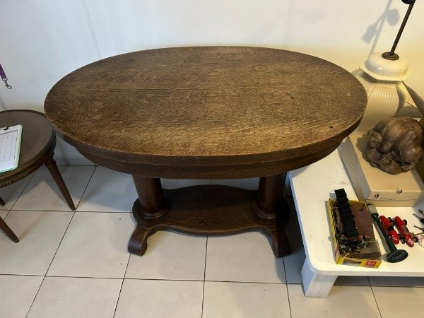 Producto - MESA RECIBIDOR DE ROBLE 110x70x77 OVALADO #11645