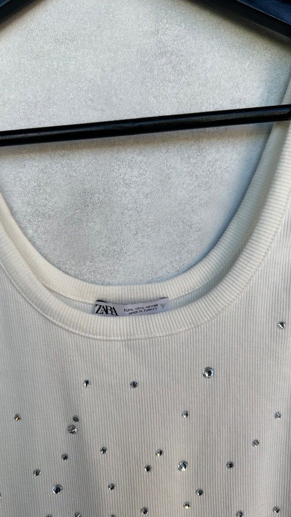 Producto - Top acanalado con pedrería Zara TS - 3