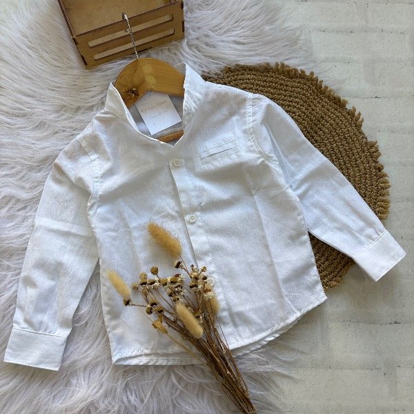Producto - Camisa cuello mao BLANCA talles de bebé hasta 3 años