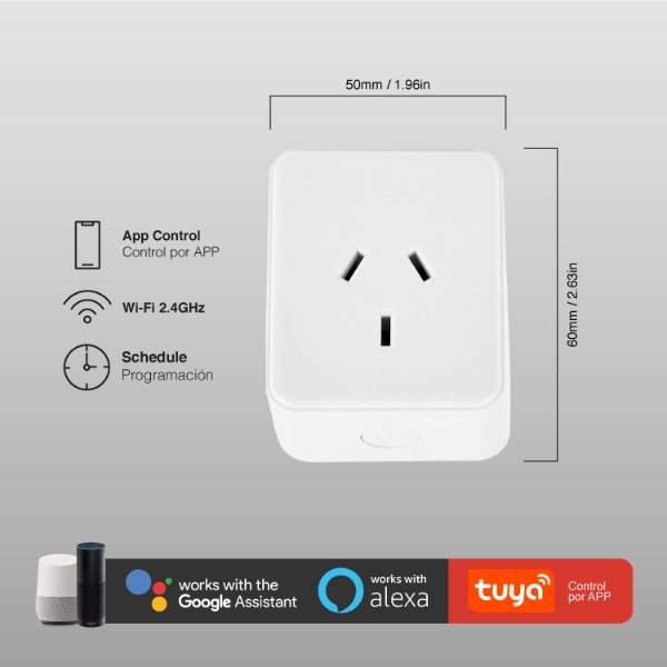 Producto - Enchufe tomacorriente smart -wifi 2.4GHz -10A -2200W -white -Demasled (DOMO-53)
