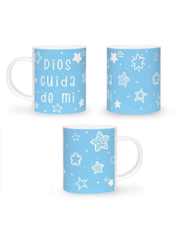 Producto - Taza DIOS CUIDA DE MÍ celeste