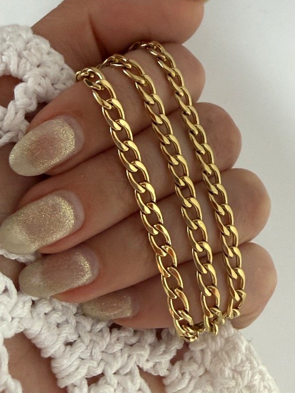 Producto - CD166 Cadena plana grosor 1.2 largo 50 cm acero dorado