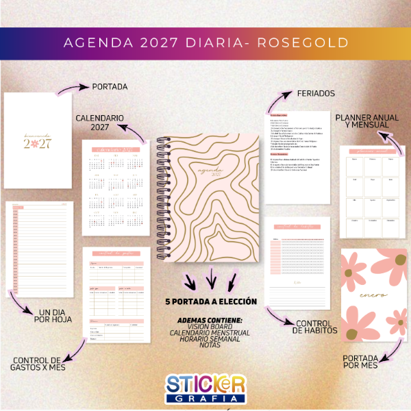 Producto - Agenda 2027 Diaria RoseGold