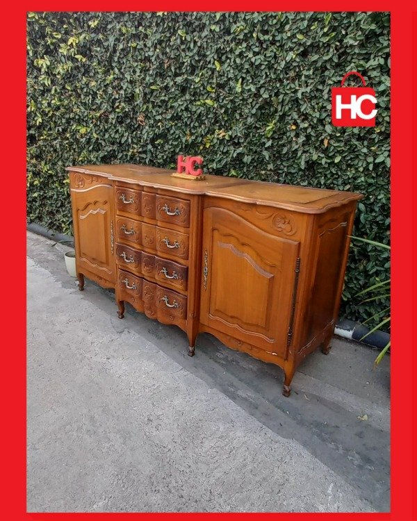 Producto - Gran bahiut vajillero antiguo estilo Francés Provenzal en madera maciza tallada - 1