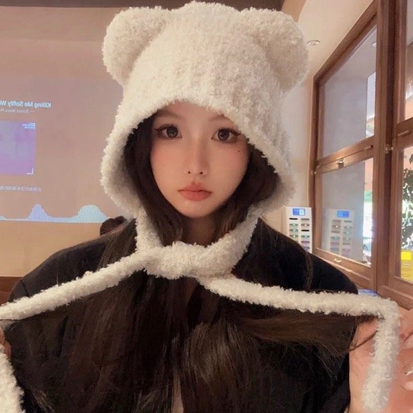 Producto - Gorro peluche osito blanco