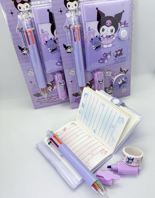Producto - Set Kuromi Lapicera + Marcador + notes + cinta caja x12u