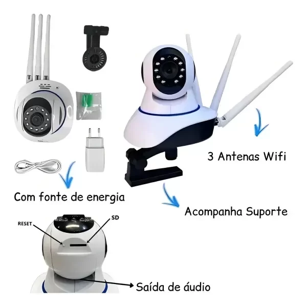 Producto - Camara De Seguridad IP WiFi 3 Antenas NM IPCAM4 HD 1080P Visión Nocturna - 3