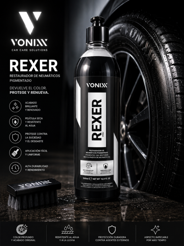 Producto - Vonixx Rexer 500ml Restaurador de Neumáticos Pigmentado Premium