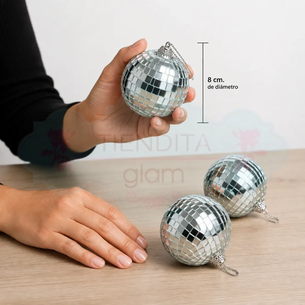 Producto - 3 BOLAS DISCO ESPEJADAS 8 CM - 2