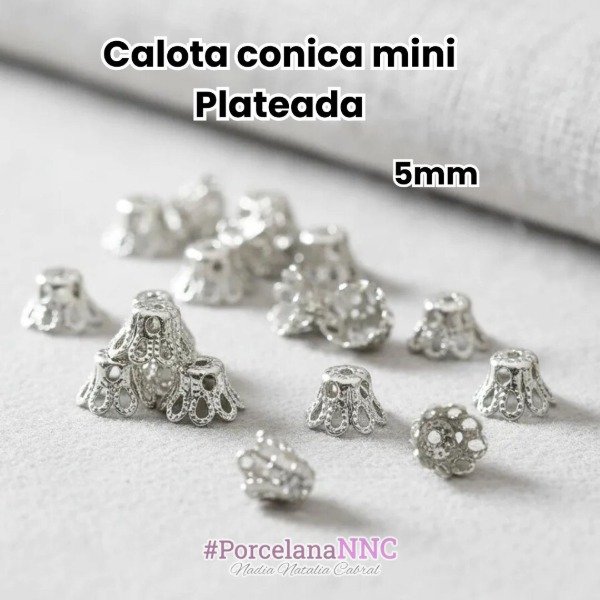 Producto - Calota cónica mini coronita x10 unidades PLATEADA