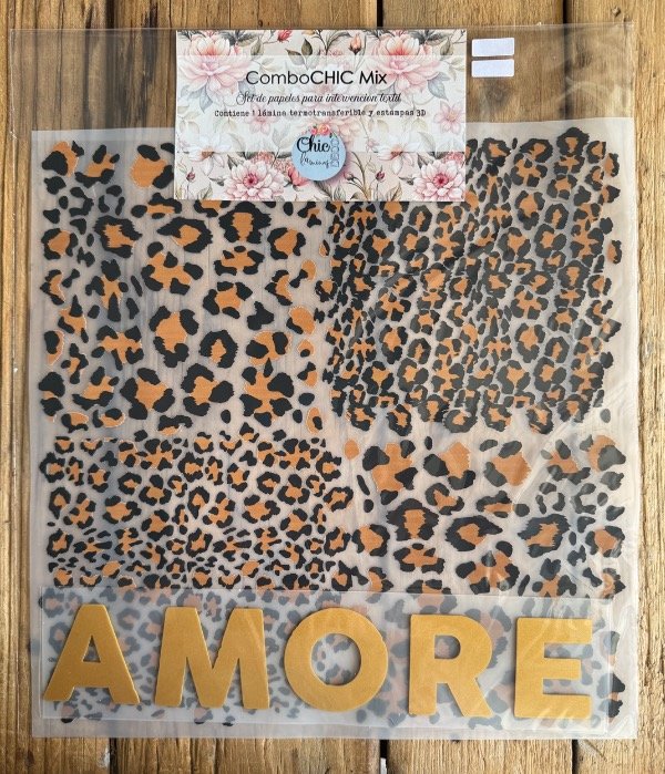 Producto - TransferCOLOR MIX 3D oro AMORE / LEOPARDO