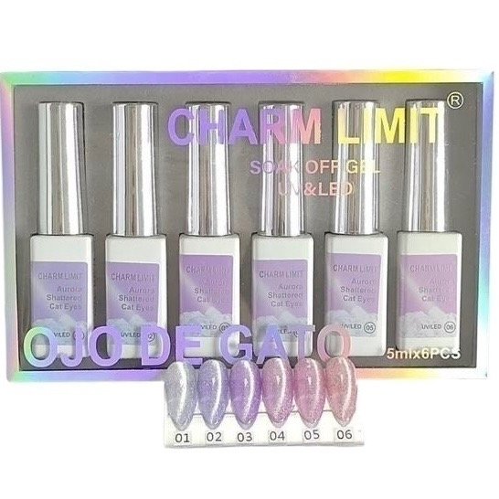 Producto - Esmaltes ojo de gato Charm Limit Aurora 6u