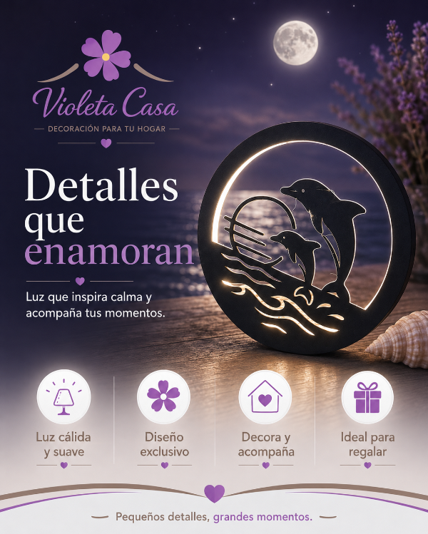 Producto - Velador Delfines con Violeta Sense - 1