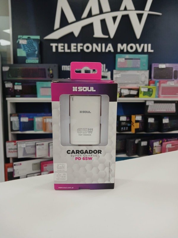 Producto - Cargador Viajero FC PDx2+USB 65W GaN Sin Cable Soul CVJ-X3PD65