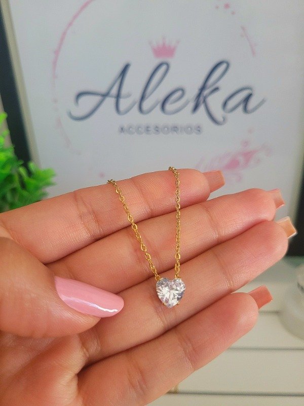 Producto - Conjunto corazón cubic de acero dorado - 2
