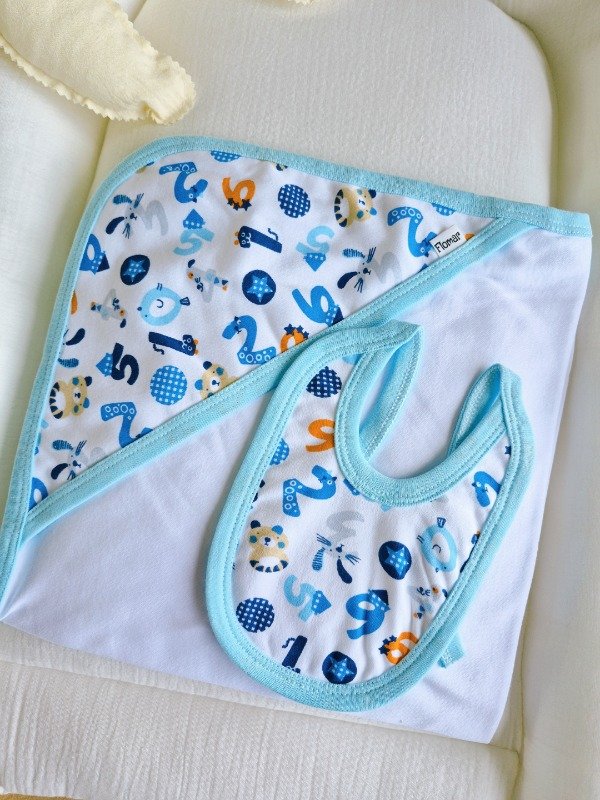 Producto - Mantilla de algodon números celeste