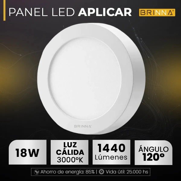 Producto - PLAFON PANEL LED REDONDO APLICAR 18W CALIDO BRINNA - 1
