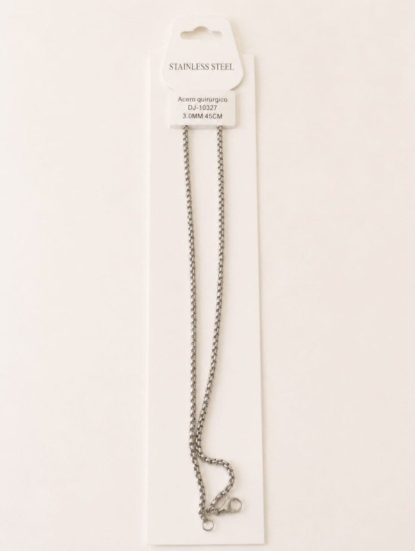 Producto - CADENA PLATEADA ACERO QUIRURGICO 45CM 3.0MM