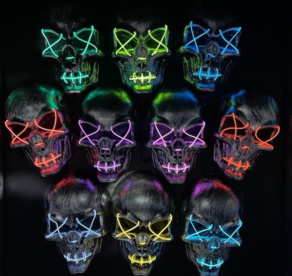 Producto - YJ0918  Máscara Calavera Con Luz Led Neón