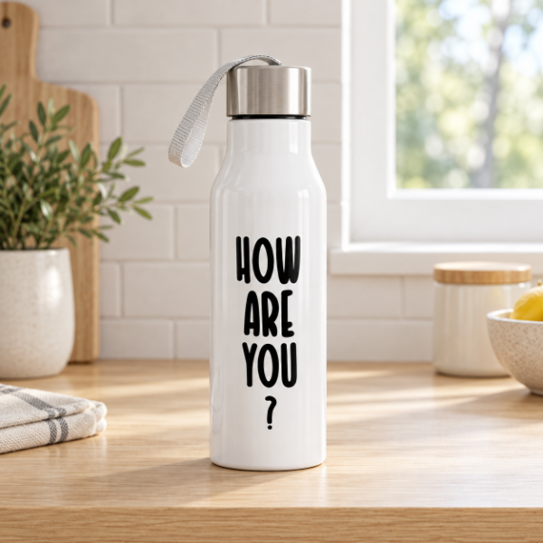 Producto - BOTELLA DEPORTIVA PLASTICA TAPA DE ACERO 600ML HOW ARE YOU