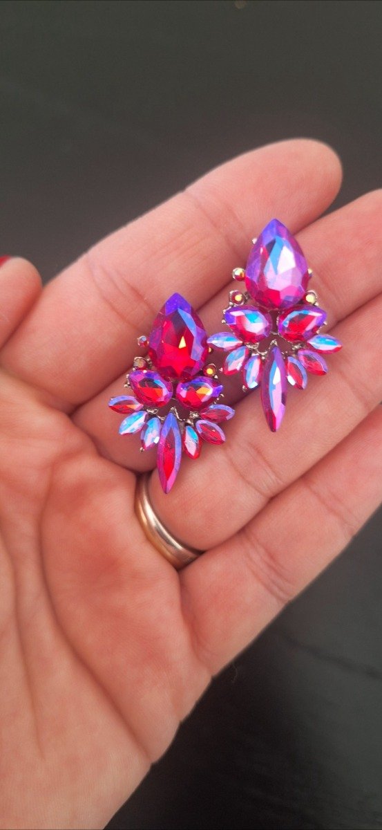 Producto - Aros pasantes Gema Fucsia - 1